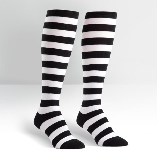 Knee High Workout Socks - Black/White Striped – Gymdoll - Fitness ...