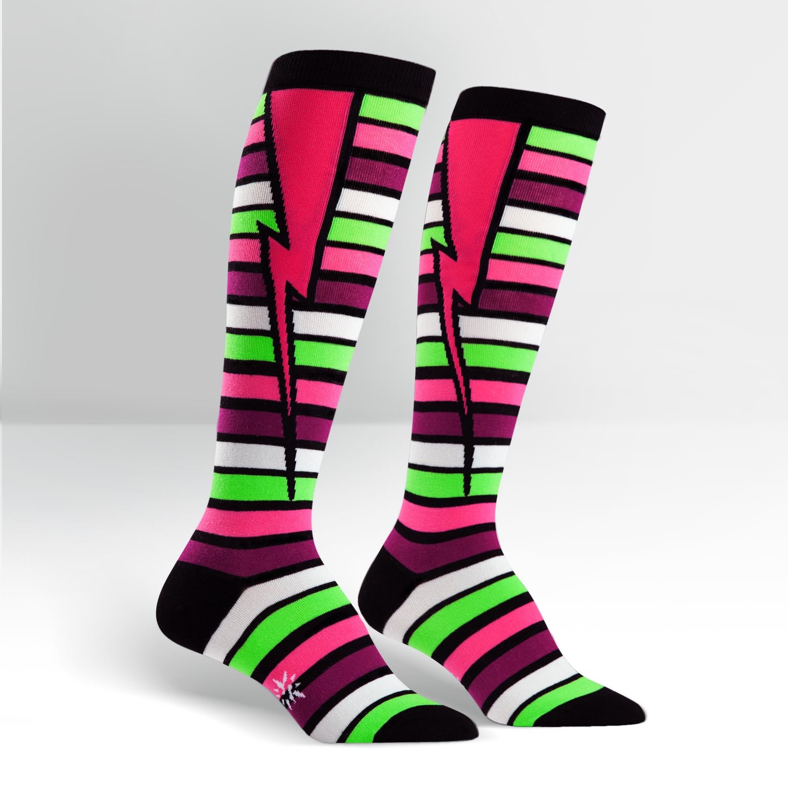 Knee High Workout Socks - Striped Bolt – Gymdoll - Fitness Fashion and ...