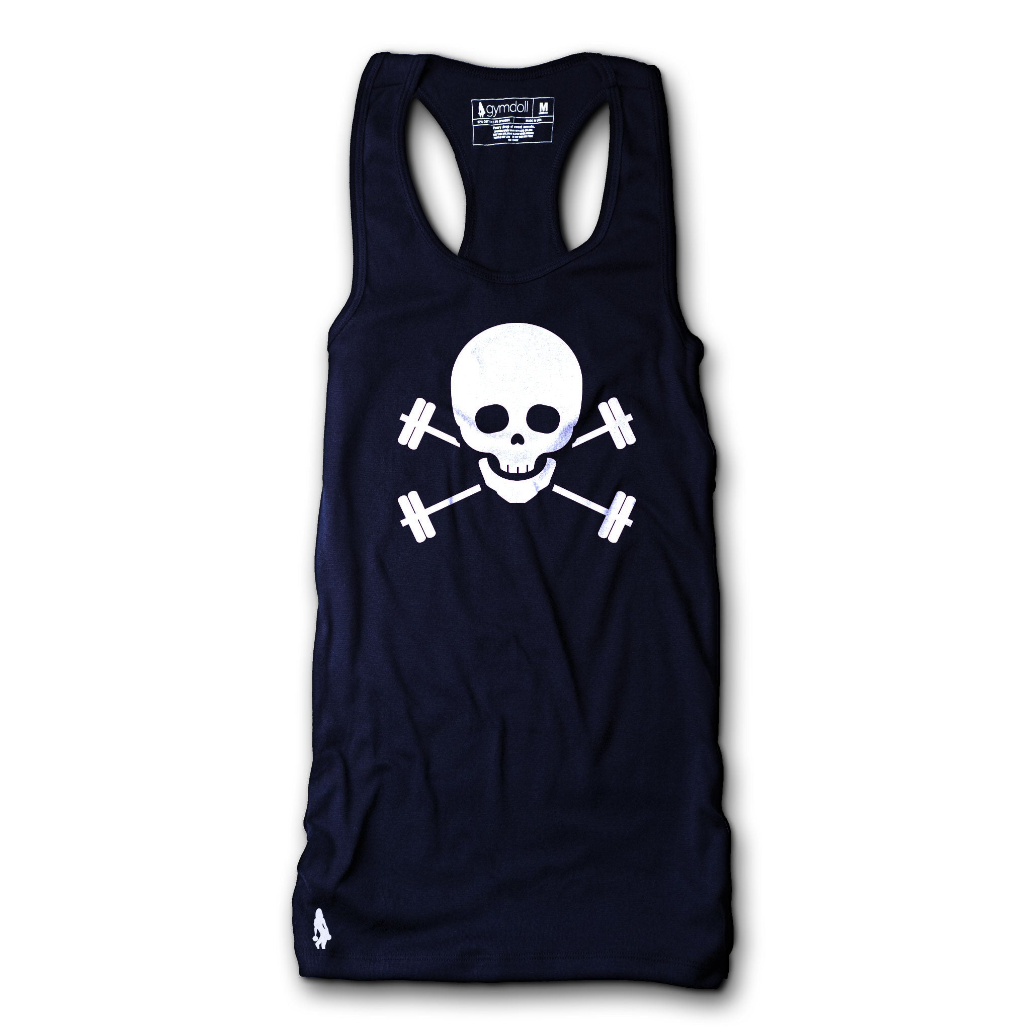 Skull & Barbells Active Tank - Navy/White – Gymdoll - Fitness Fashion ...