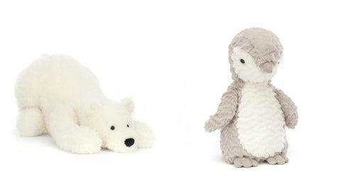 Jellycat Nozzy Polar Bear & Ditzi Penguin