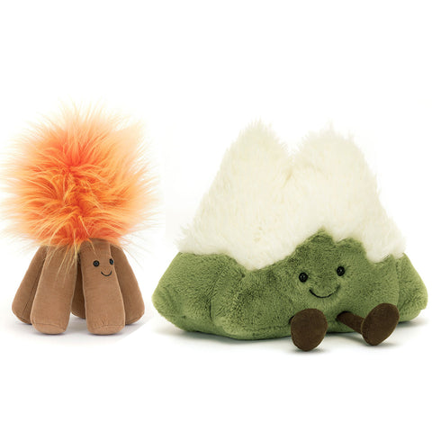 jellycat amuseable mountain and campfire funny stuffies