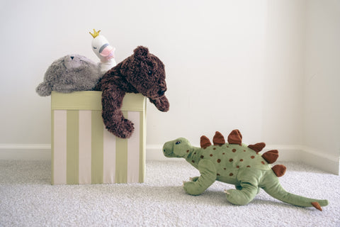 Cute Stuffed Dinosaur and Stuffed Bear in Box