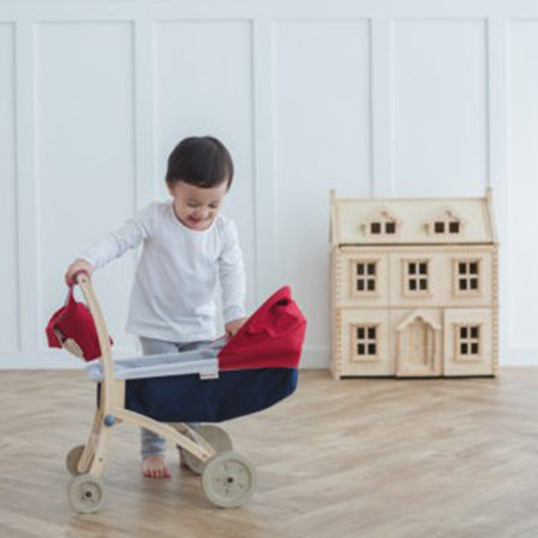 wooden push along pram