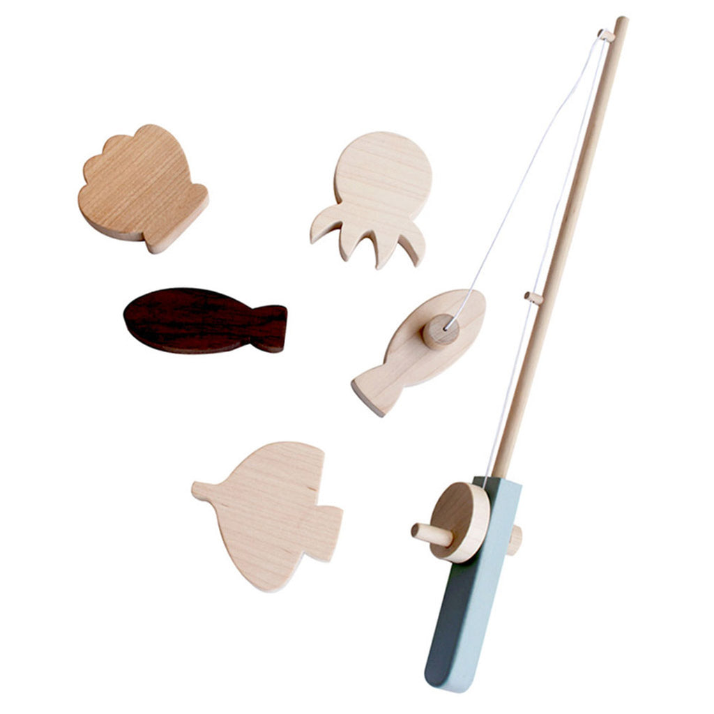 wooden magnetic fishing set