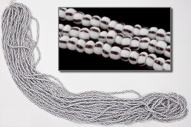 3/0 Opaque White/Black Stripe Czech Seed Bead (1/4 Kilo) Preciosa #03590