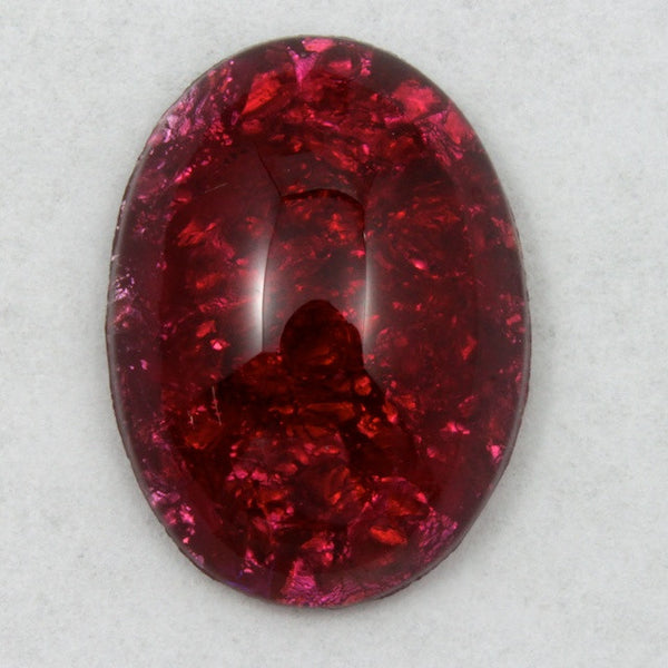 13mm x 18mm Dark Ruby Foiled Oval #AHH001 | General Bead