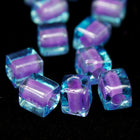 4mm Lavender Lined Aqua Cube Bead (20 Gm) #JJL006-General Bead