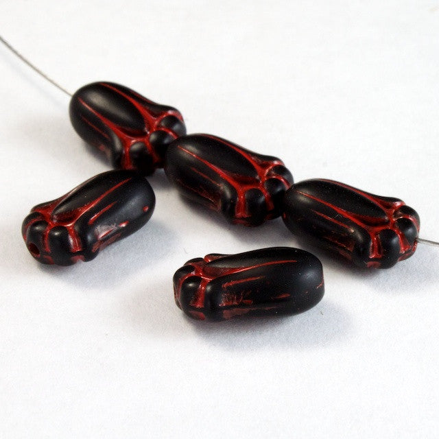 12mm Black and Red Tulip Bead (8 Pcs) #2532 – General Bead