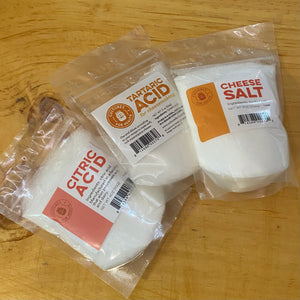 Cheese Making Supplies - Cheese Salt, Tartaric Acid or Citric Acid - The Hippie Farmer - Cheese Making Supplies