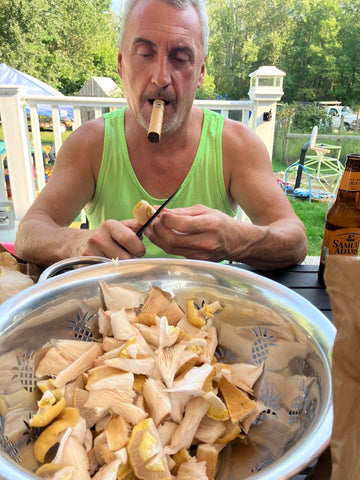 cutting mushrooms