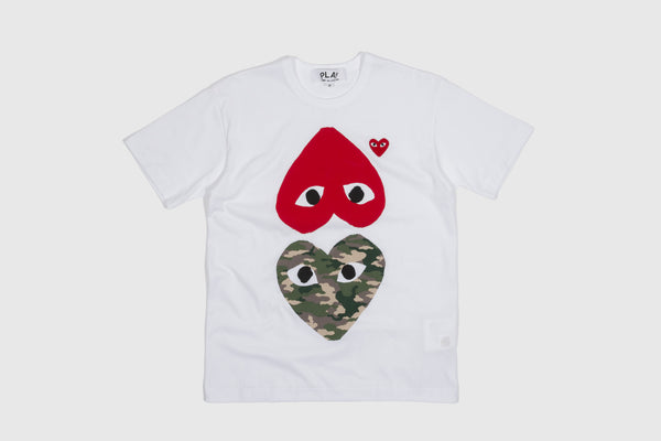 cdg play red heart t shirt