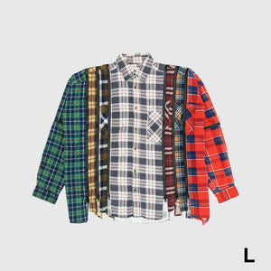 REBUILD BY NEEDLES 7 CUTS ZIPPED WIDE FLANNEL SHIRT