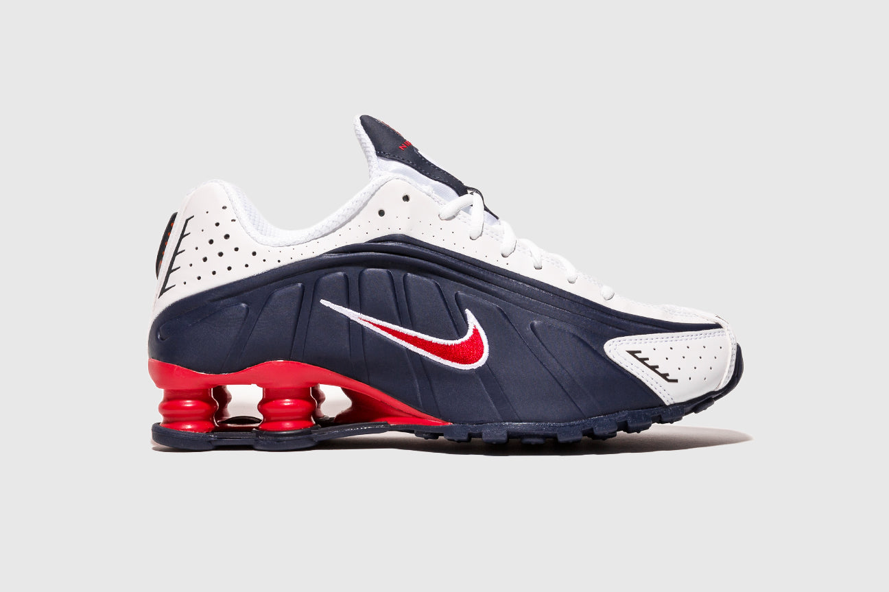 nike shox red white and blue