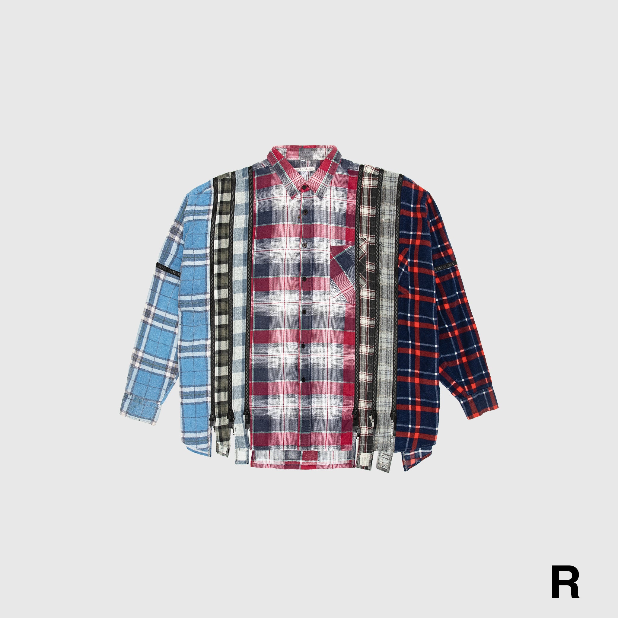 REBUILD BY NEEDLES 7 CUTS ZIPPED WIDE FLANNEL SHIRT – PACKER SHOES