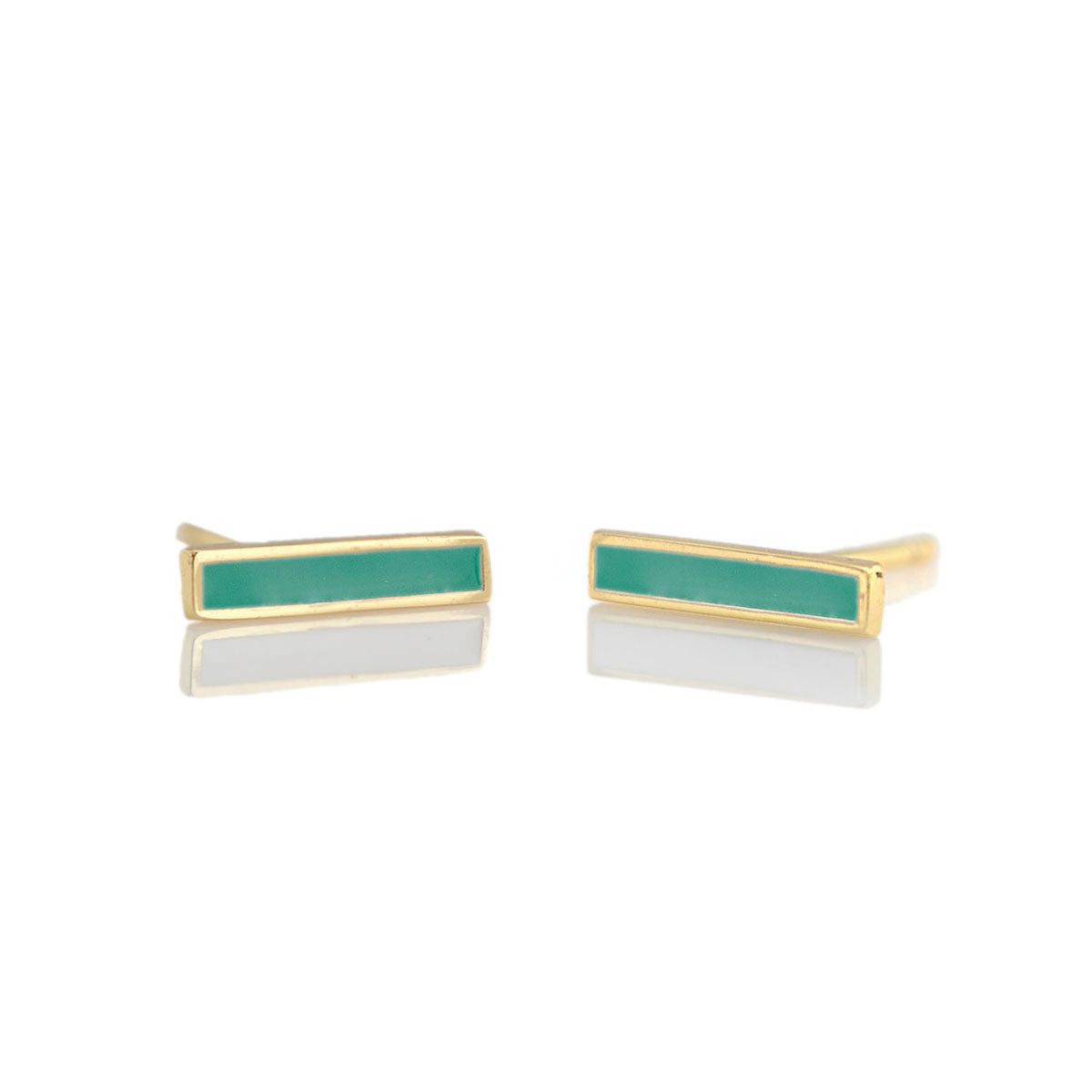 Bar Enamel Earrings - 18K Gold Vermeil / Tuquoise