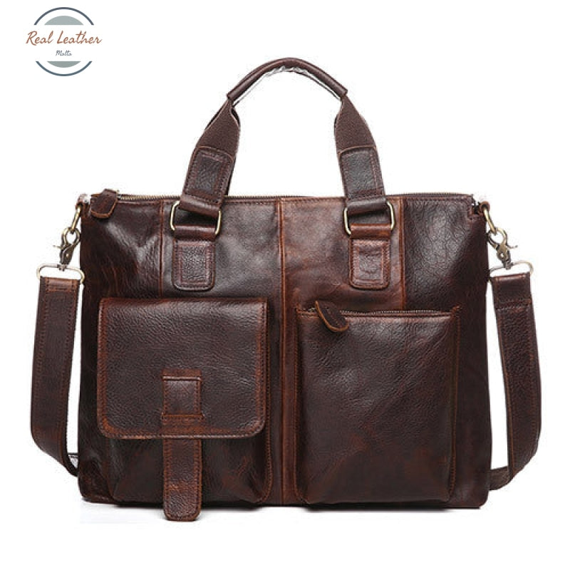 Genuine Leather Men Vintage Briefcase/ Laptop Bag – realleathermalta