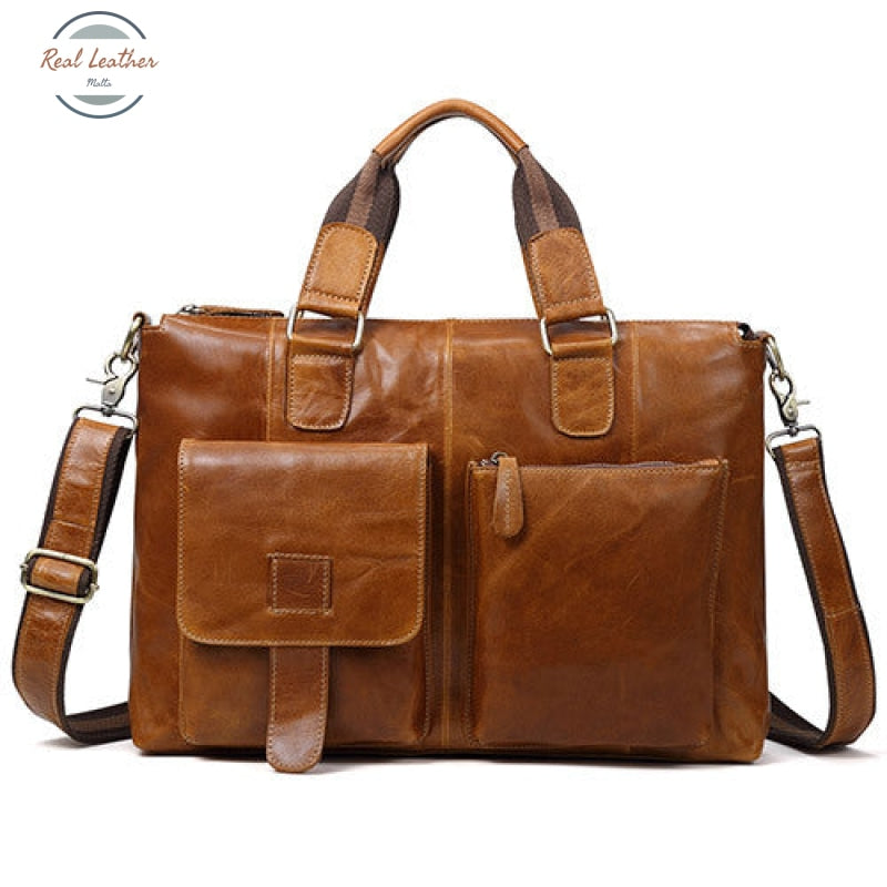 Genuine Leather Men Vintage Briefcase/ Laptop Bag – realleathermalta