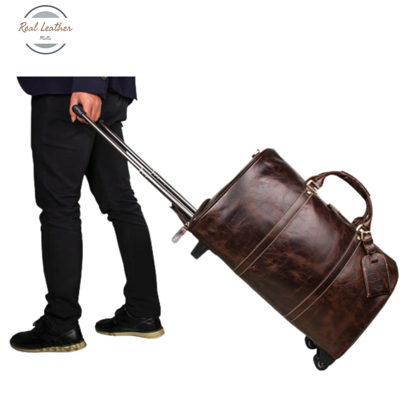 Genuine Leather Trolley Duffel Bag – realleathermalta