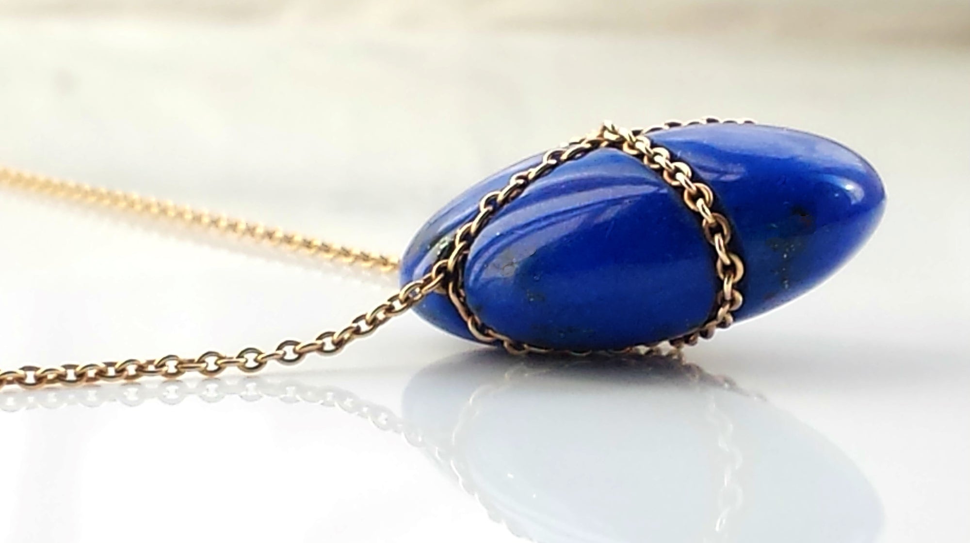 tiffany lapis bean necklace