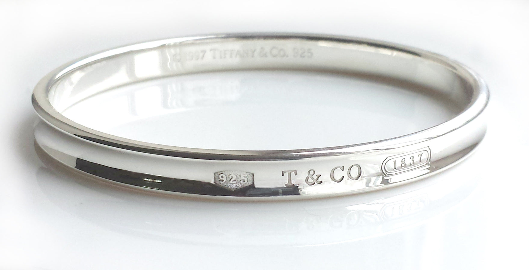 Tiffany & Co 1837 Sterling Silver Oval Bangle 7mm re-polished 7.87" (2