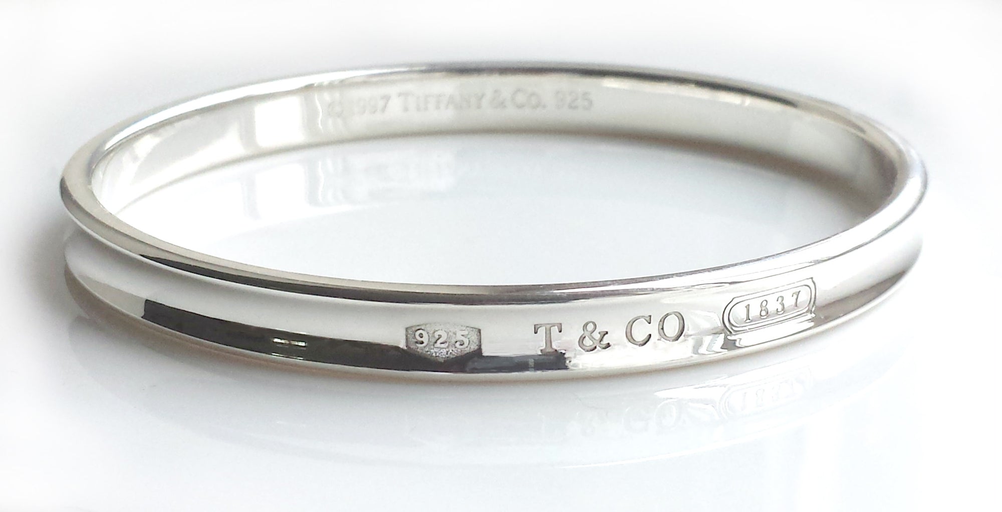 Tiffany & Co 1837 Sterling Silver Oval Bangle 7mm re-polished 7.87" (2