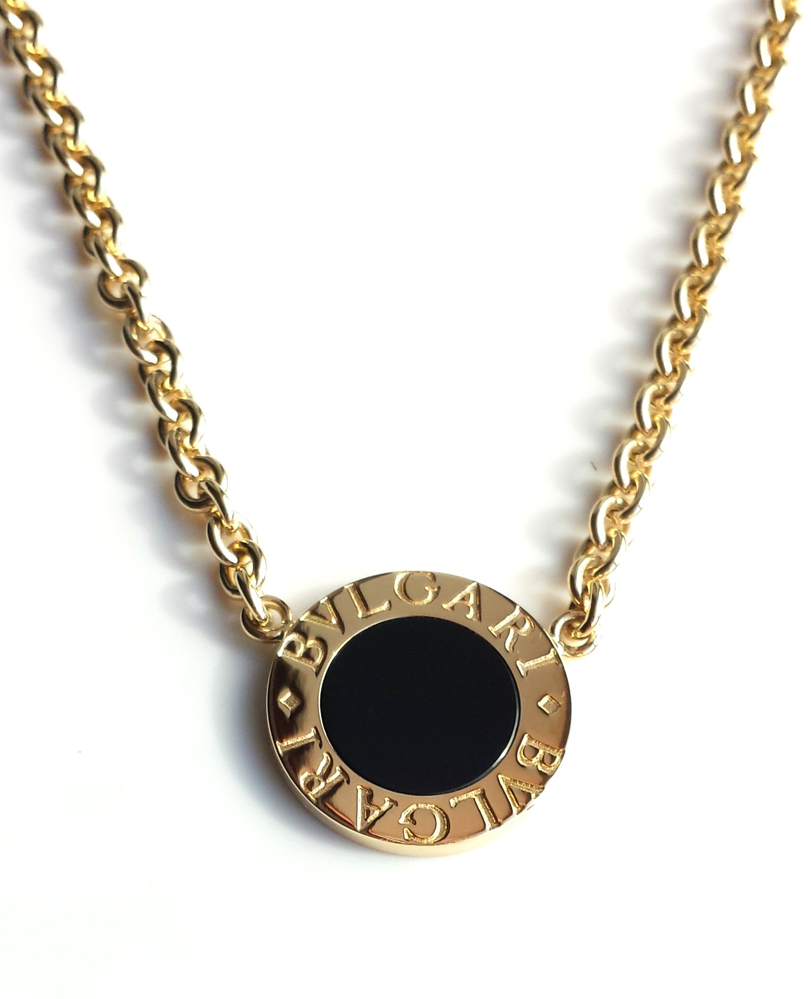 Bulgari Bvlgari Necklace in 18K Yellow Gold & Onyx, 16 inches