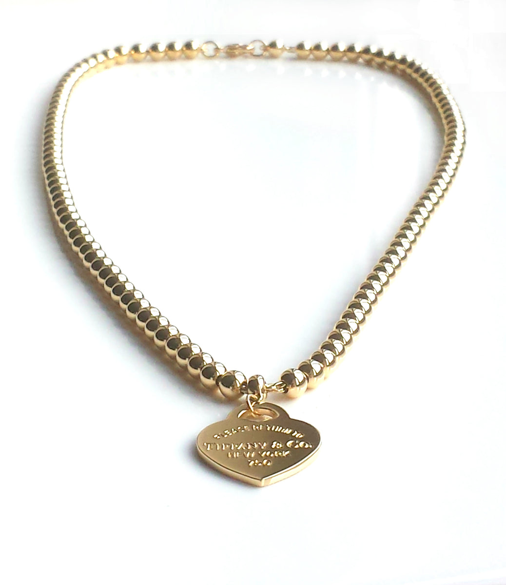 Tiffany & Co. Return to™ 18k Yellow Gold Small Bead Necklace with Hear ...