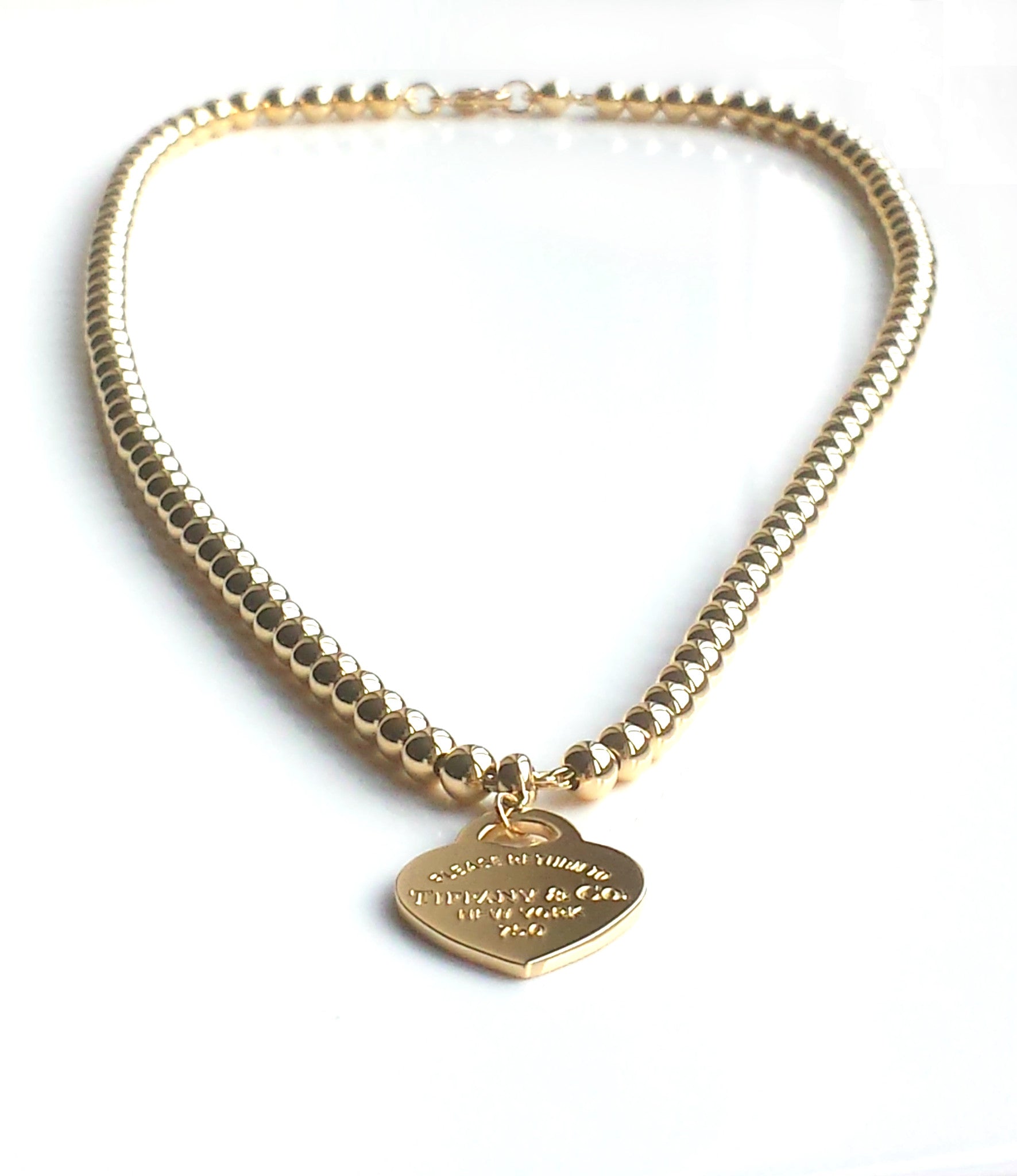 Tiffany & Co. Return to™ 18k Yellow Gold Small Bead Necklace with Hear ...