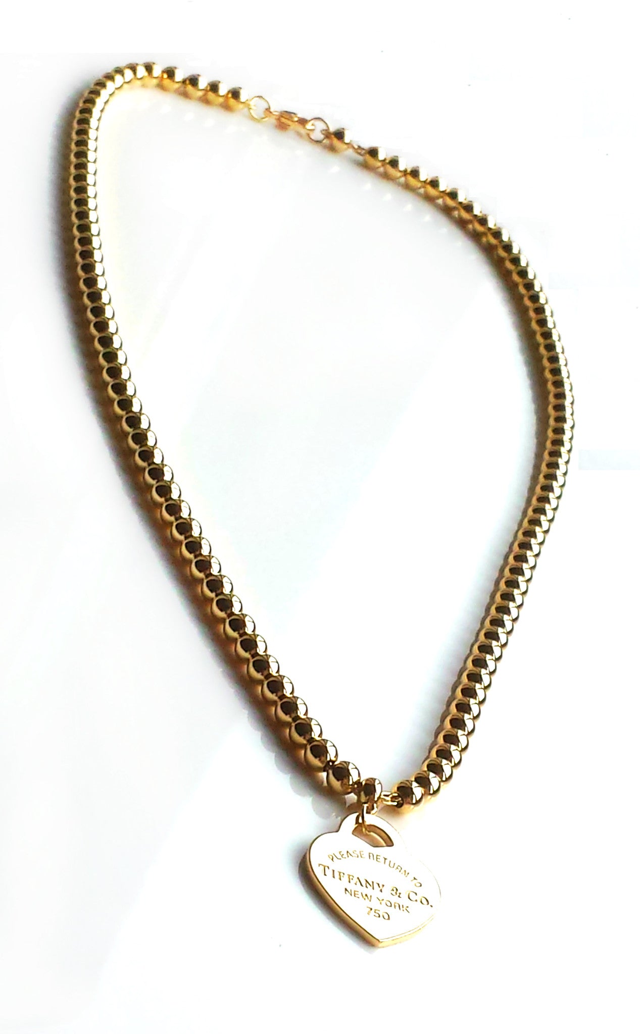 tiffany gold bead necklace