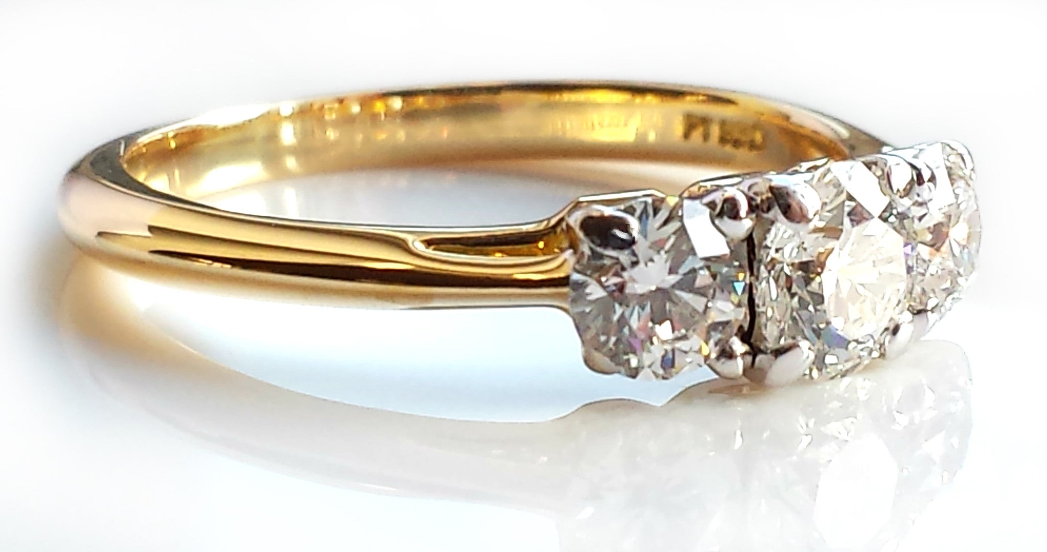 Vintage Tiffany & Co. 0.90ct 3-Stone Diamond Engagement Ring in 18K Go - Bloomsbury Manor Ltd