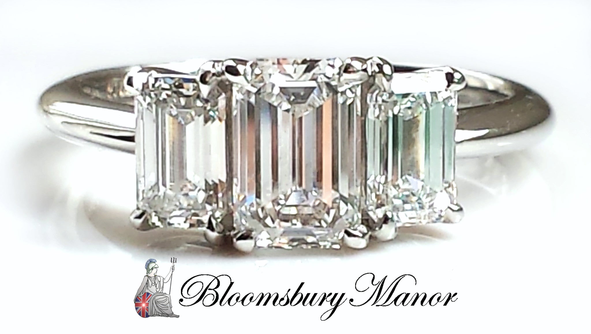 tiffany 3 stone emerald cut diamond ring