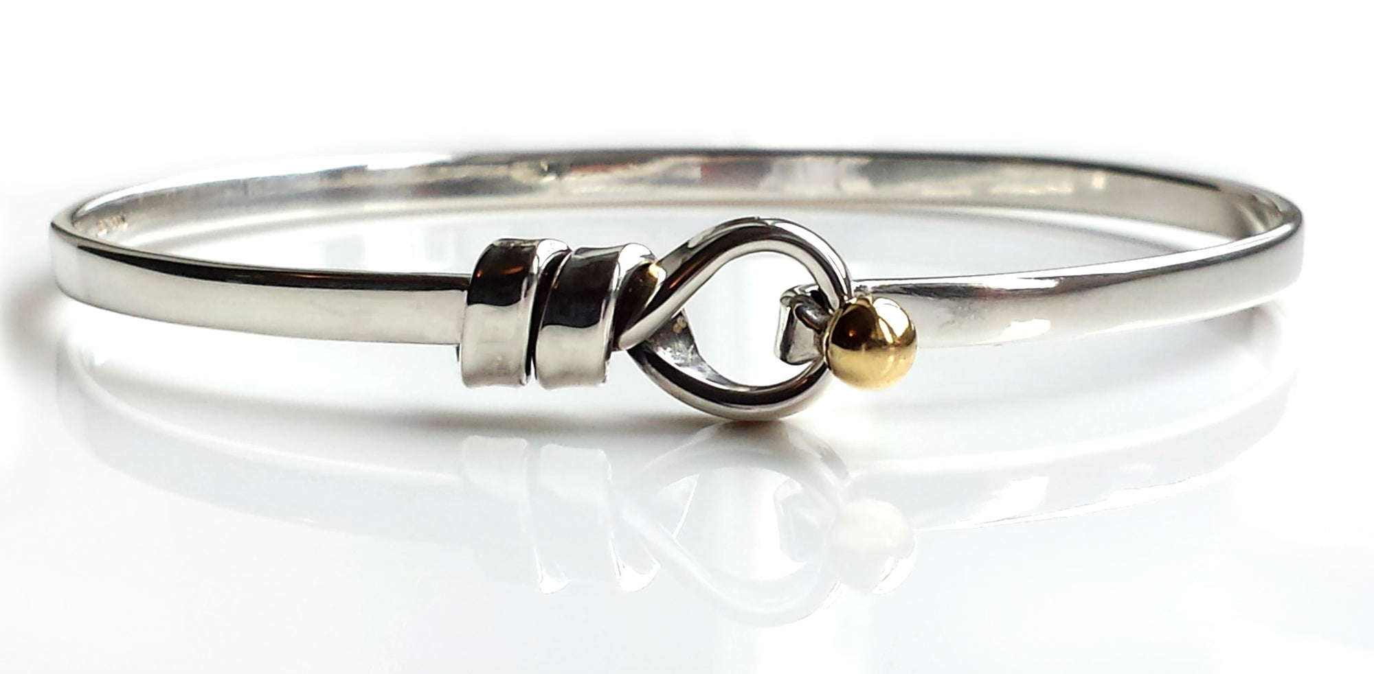 Tiffany & Co. 18k Gold & Sterling Silver Love Knot Hook Eye Bangle