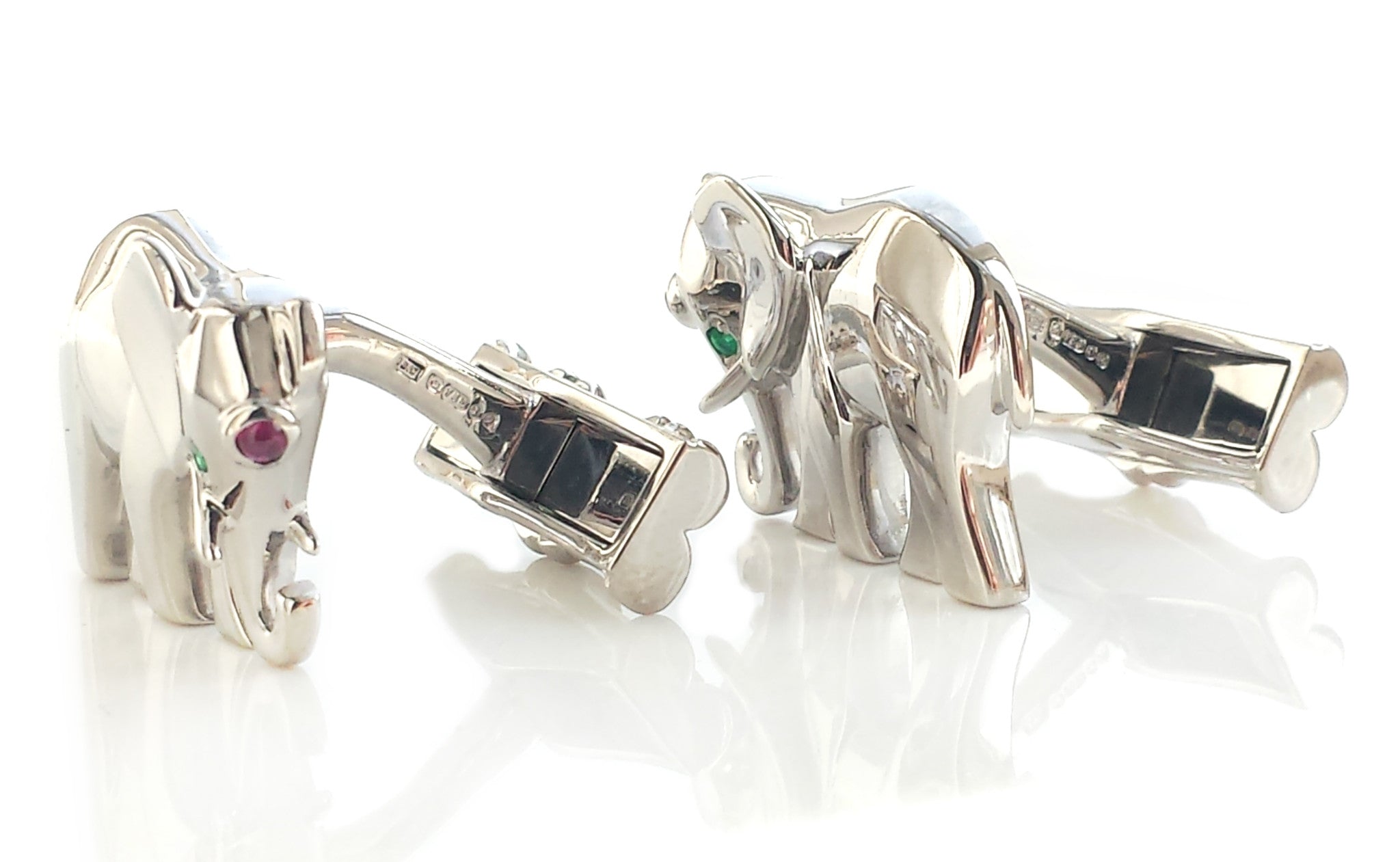 Cartier Elephant Emerald Ruby 18k White 