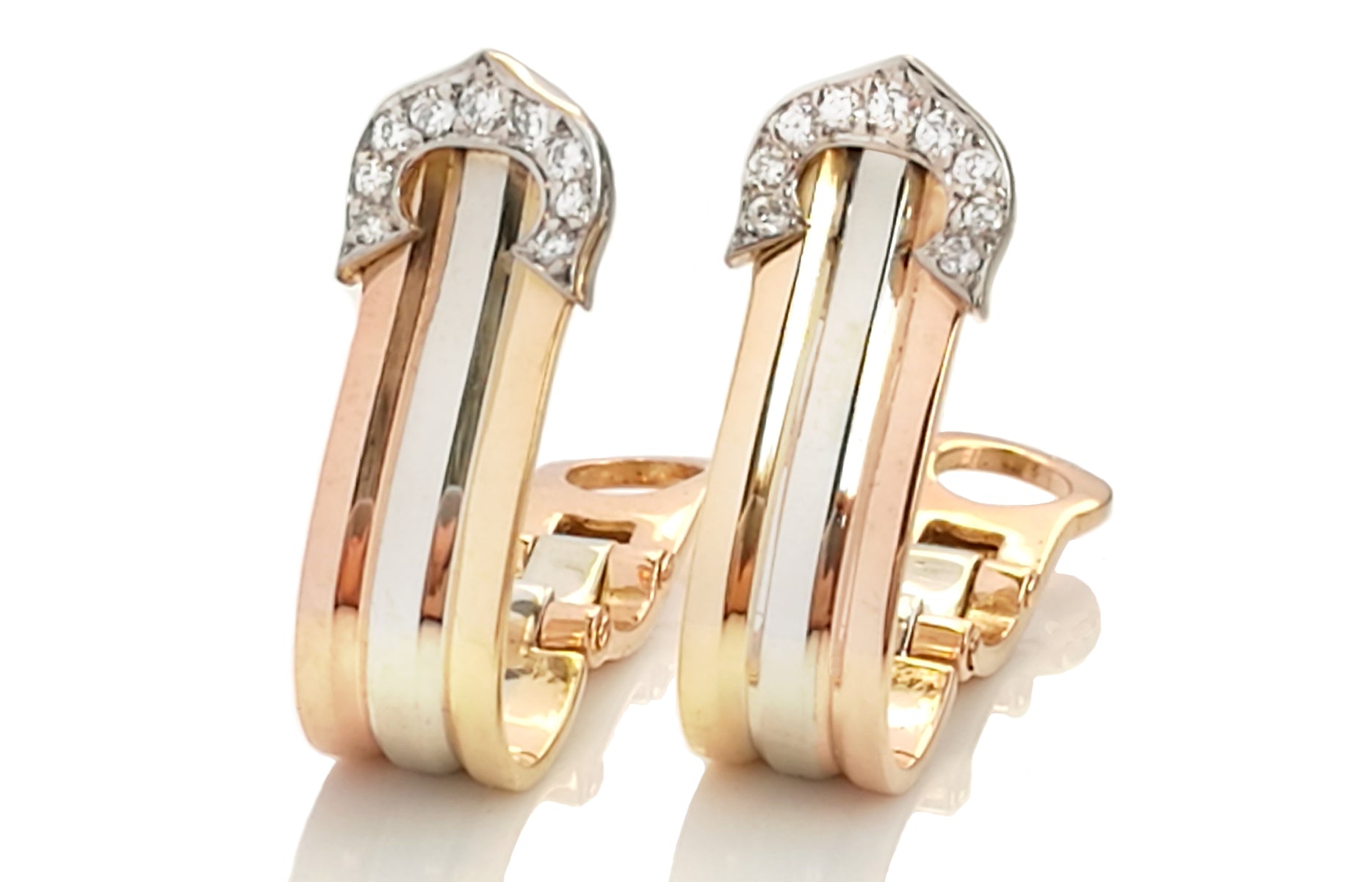 Cartier Double C de Cartier Clip on Earrings in 18K Trinity Gold & Dia