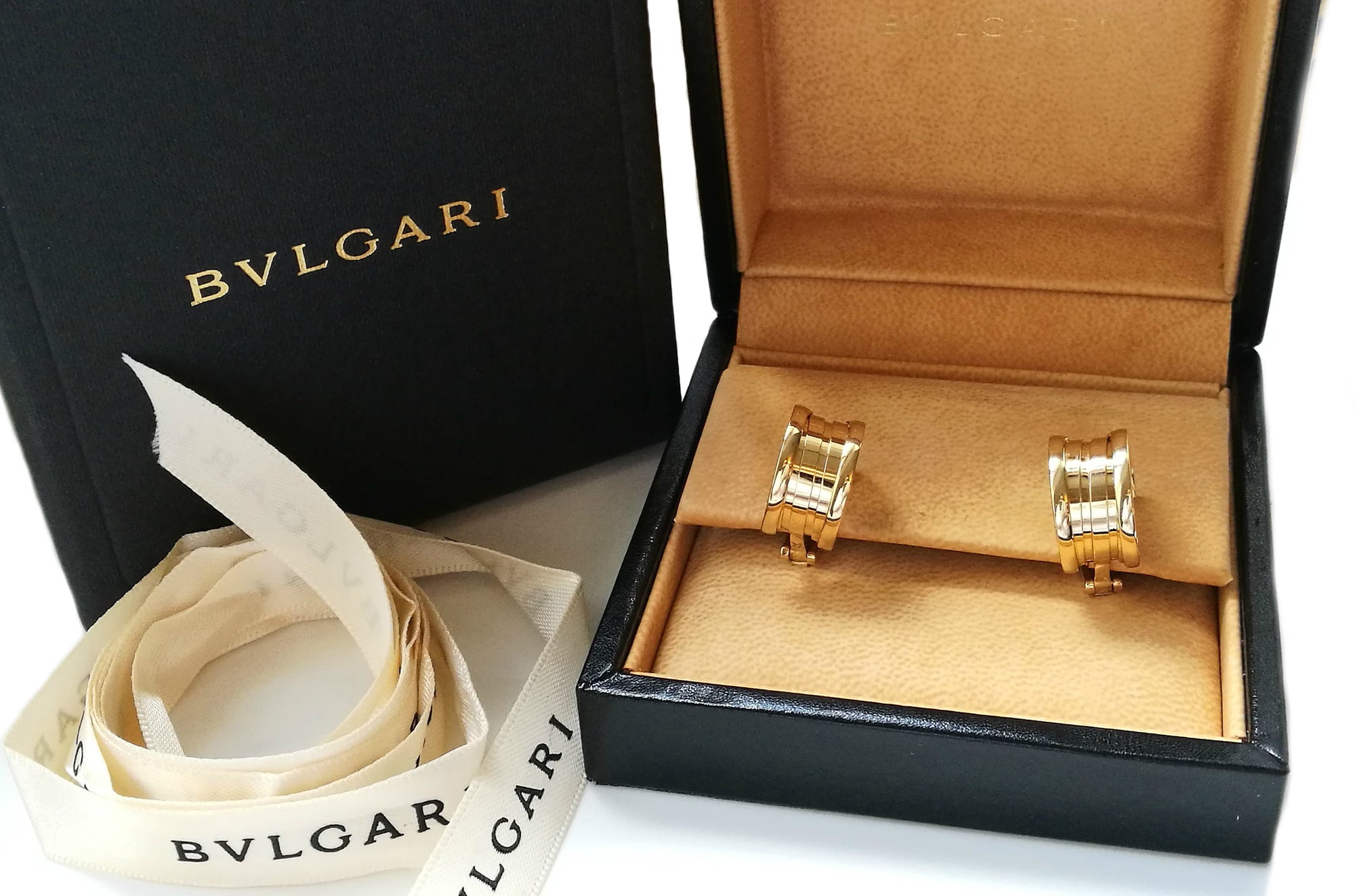 Bulgari Bvlgari 18k Yellow Gold  Earrings in Original Box -  Bloomsbury Manor Ltd