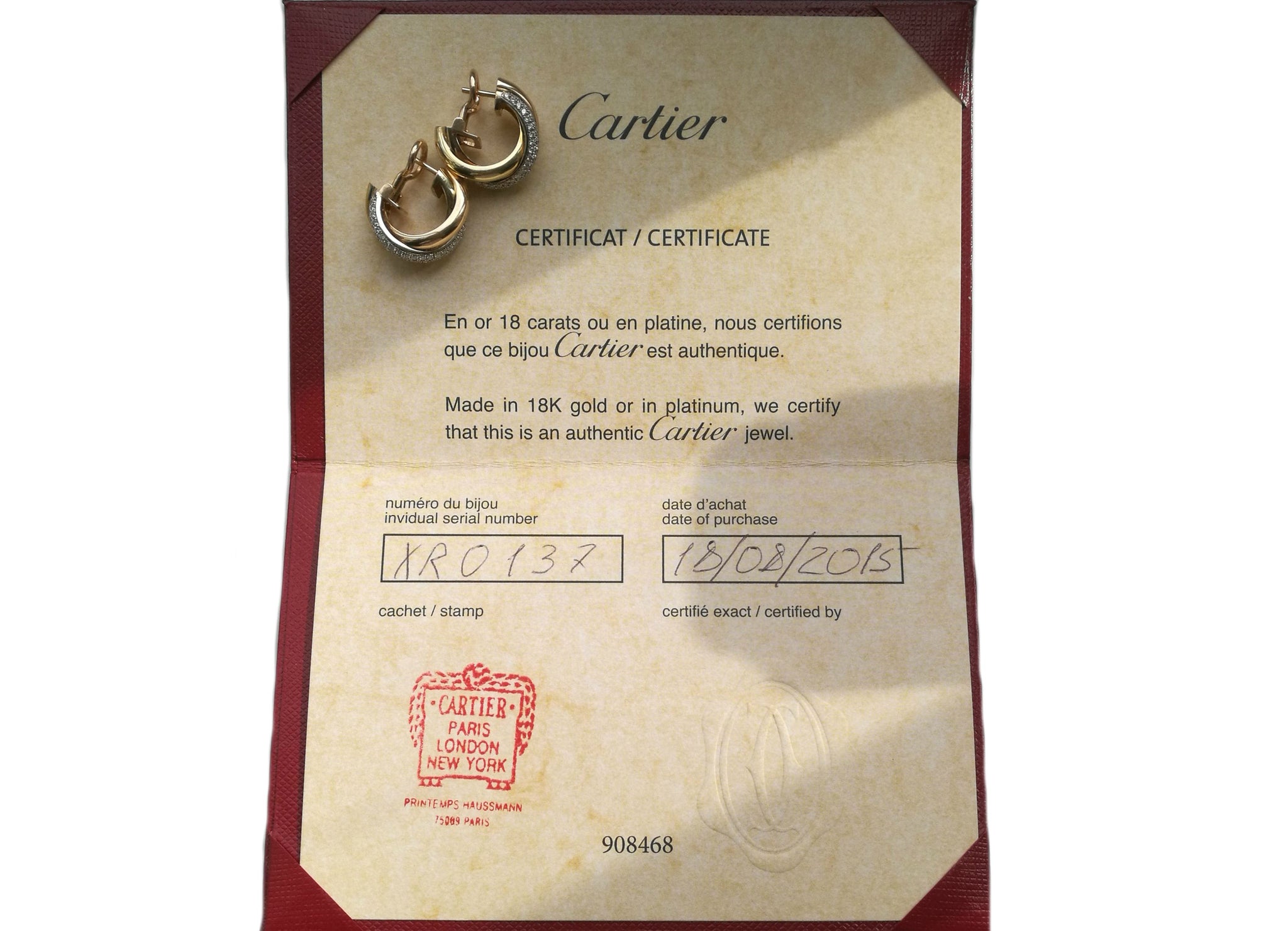 certificate cartier