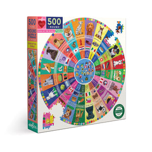 eeBoo 500 Piece Round Puzzle Dogs of the World - Growing Tree Toys - Dog Puzzles For Adults
