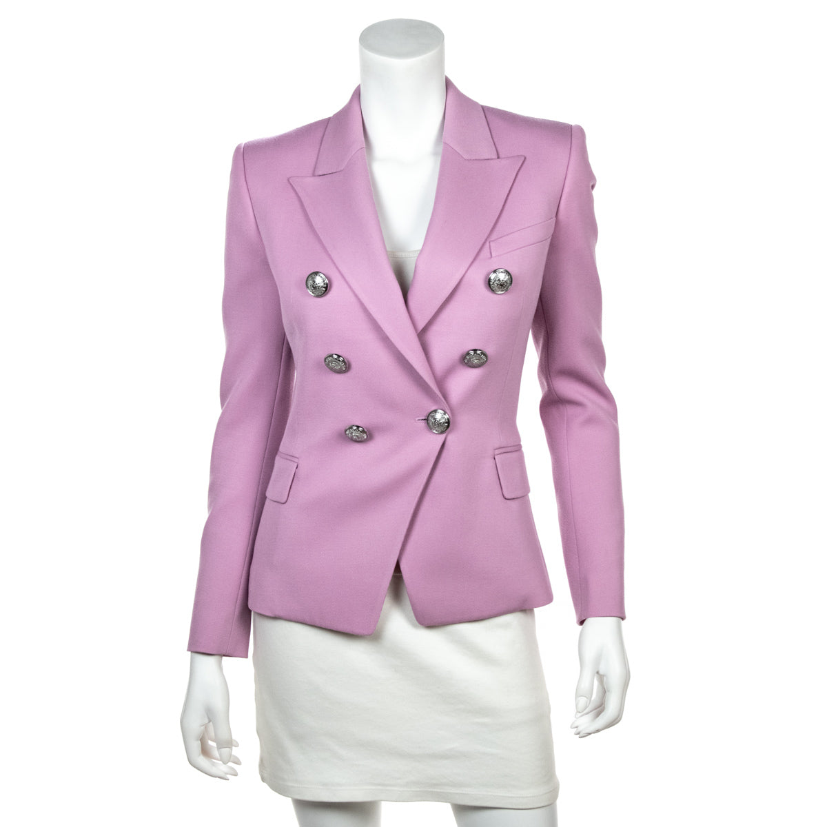 image of Balmain Pink Double Breasted Blazer Size XS | FR 36