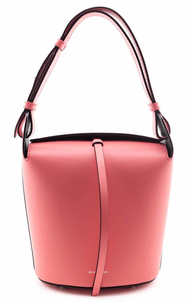 Burberry Bright Coral Pink Supple Calfskin Small Bucket Bag