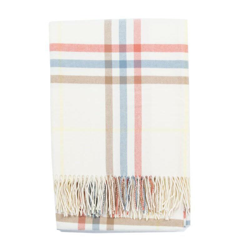 Burberry Ivory Merino Wool & Cashmere Check Throw Blanket