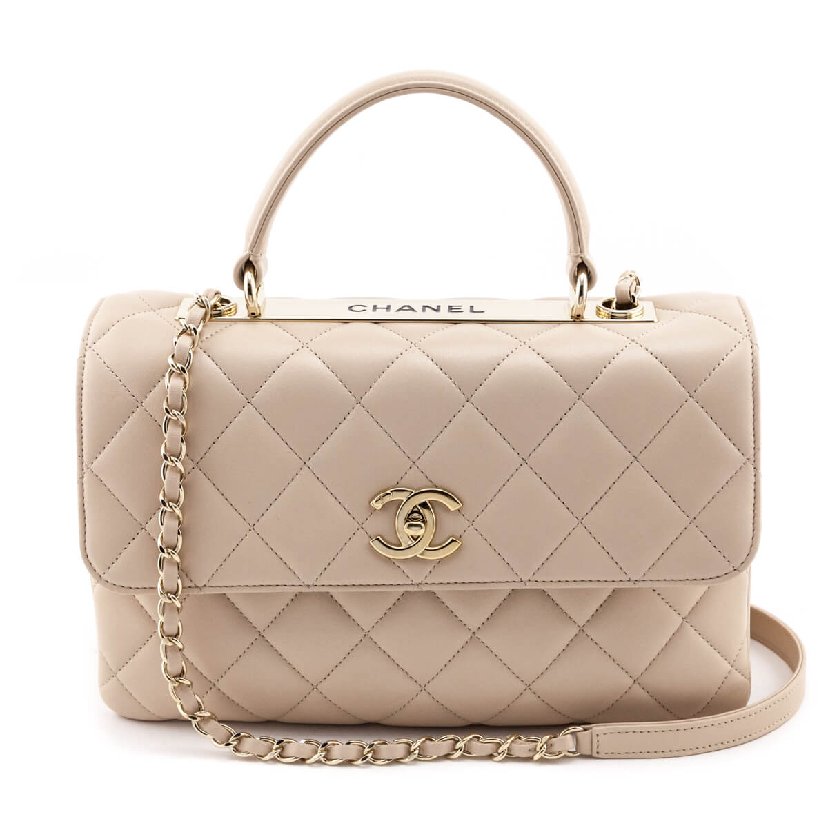 CHANEL  Bags  Chanel Beige Gold Chain Lambskin Jumbo Handbag Hot   Poshmark