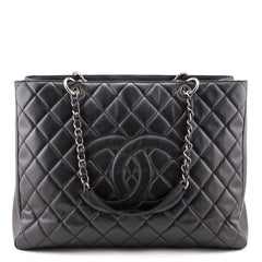  Chanel Dark Gray Quilted Caviar GST XXL SHW