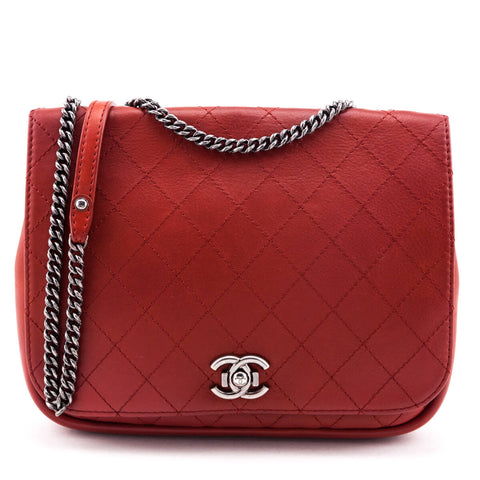 Shop the authentic preloved Chanel Red Stitched Calfskin Large CC Sellier Flap Bag