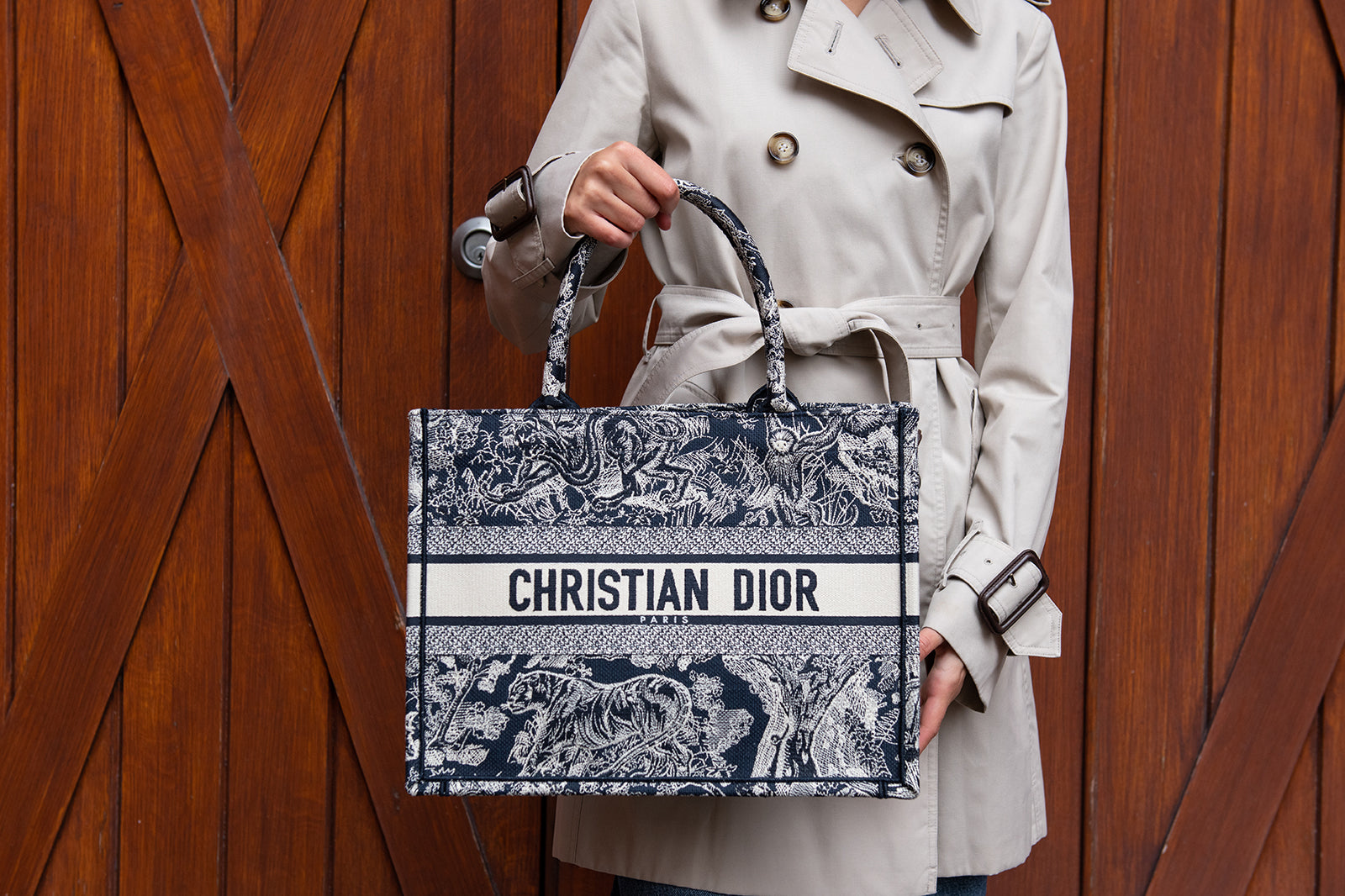 Shop the authentic Dior Blue Toile de Jouy Reverse Embroidery Medium Book Tote 