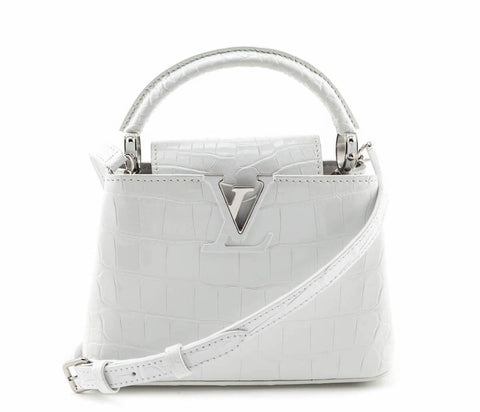 Louis Vuitton White Crocodilien Mat Capucines Mini