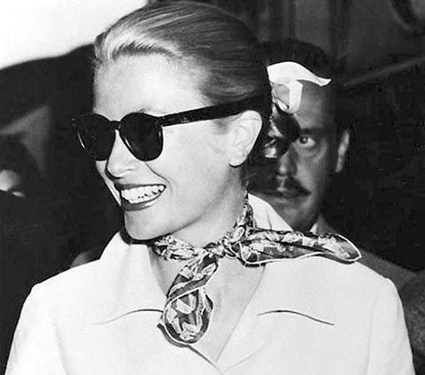 Princess Grace Kelly wearing a twilly around her neck