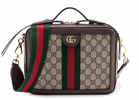 Gucci Beige GG Supreme Small Ophidia Top Handle Bag