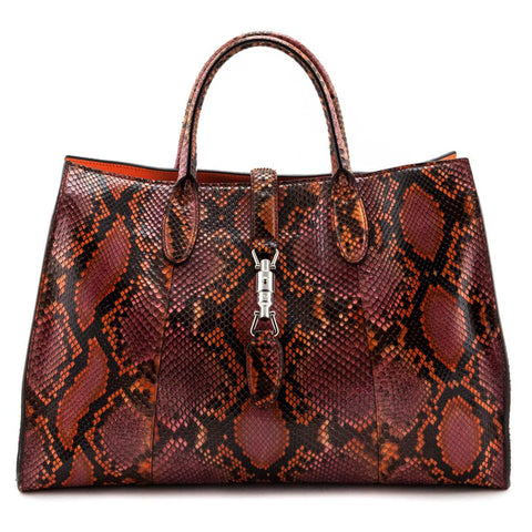 Gucci Orange & Pink Python Medium Soft Jackie Top Handle Bag
