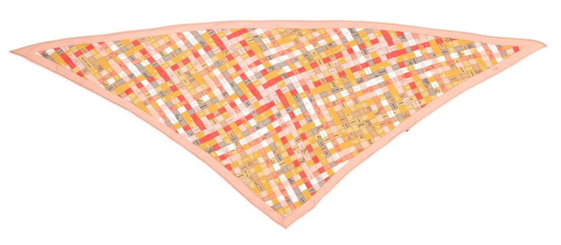 Hermes Pink & Multicolore Silk Bolduc au Carre Triangle Scarf 