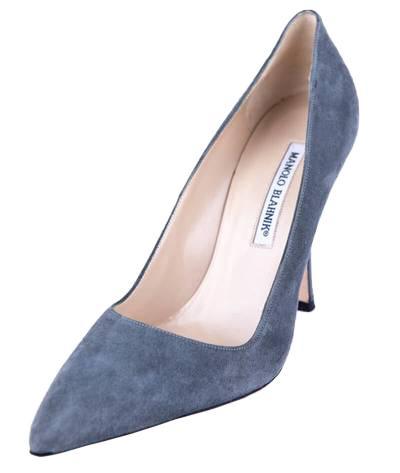 anolo Blahnik Pale Gray Suede BB Pumps Size US 8.5 | EU 38.5